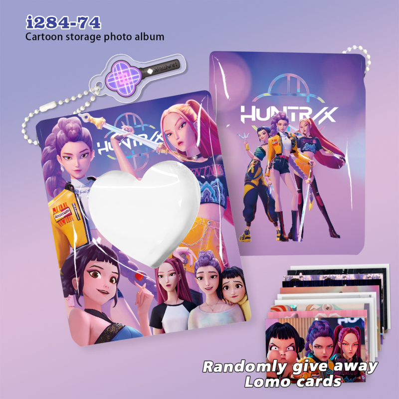 Crtić K-Pop album za kartice, 20 stranica, 40 mjesta za kartice, s akrilnim privjeskom