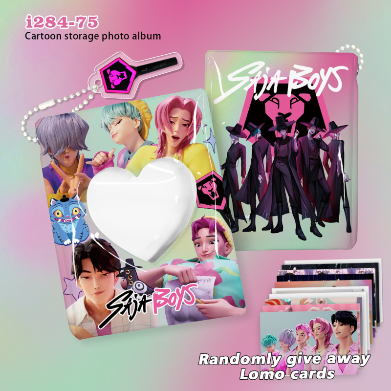 Crtić K-Pop album za kartice, 20 stranica, 40 mjesta za kartice, s akrilnim privjeskom
