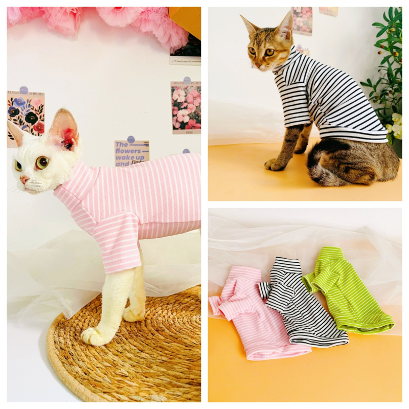 28 komada odjeće za mačke Devon Rex, bezdlake mačke i farme mačke, prugasto termičko zimsko odijevanje za kućne ljubimce, topli osnovni sloj, visok ovratnik