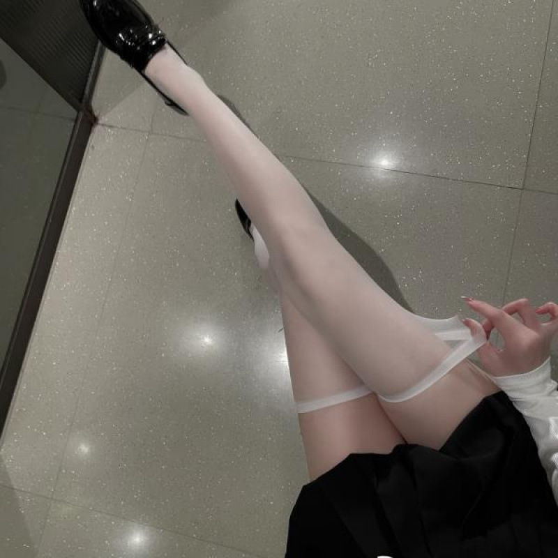 Čipkaste čarape, poluduga iznad koljena, mrežaste seksi čarape, srednje duljine, bijele prozirne za ljeto