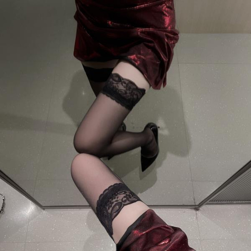 Čipkaste čarape, poluduga iznad koljena, mrežaste seksi čarape, srednje duljine, bijele prozirne za ljeto