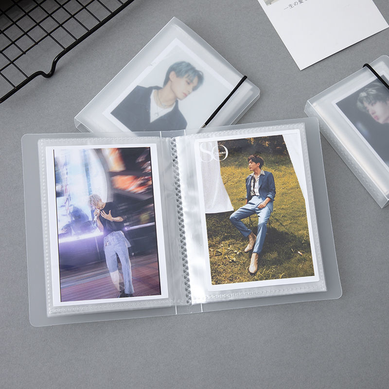 Album Polaroid pentru carduri cu pagini într-o singură grilă, album foto transparent de 3 inch pentru cărți poștale cu stele
