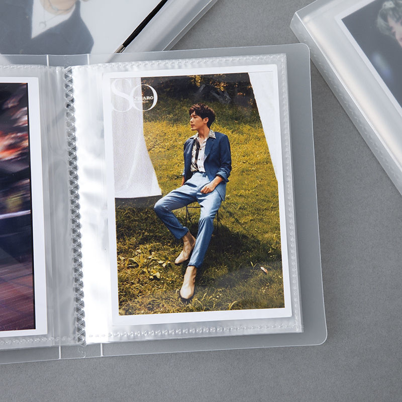 Album Polaroid pentru carduri cu pagini într-o singură grilă, album foto transparent de 3 inch pentru cărți poștale cu stele