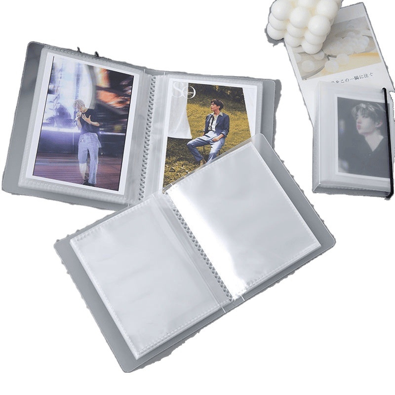 Album Polaroid pentru carduri cu pagini într-o singură grilă, album foto transparent de 3 inch pentru cărți poștale cu stele