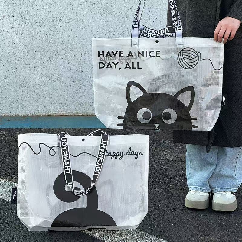 Geantă de cumpărături transparentă, în formă de barcă, din țesătură, personalizată din PE, cadou publicitar pentru supermarket, impermeabilă, imprimare colorată