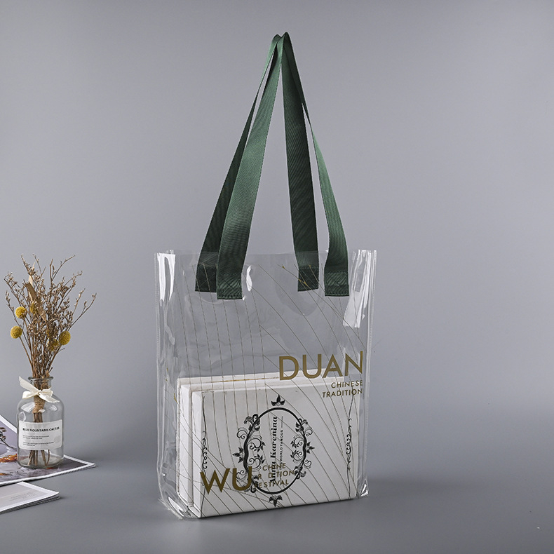 Geantă tote transparentă din PVC cu logo personalizat