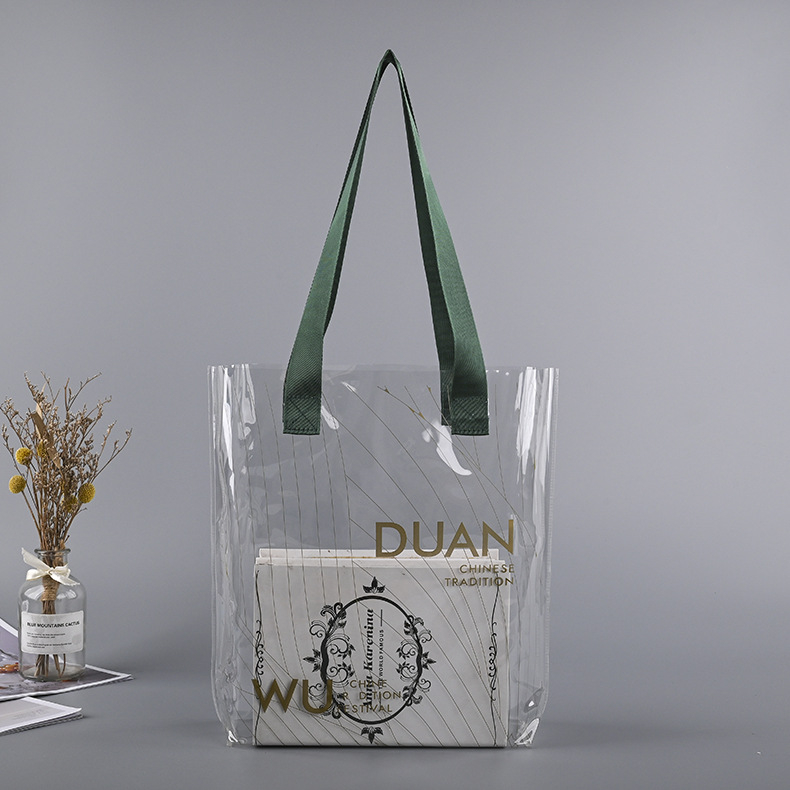 Geantă tote transparentă din PVC cu logo personalizat