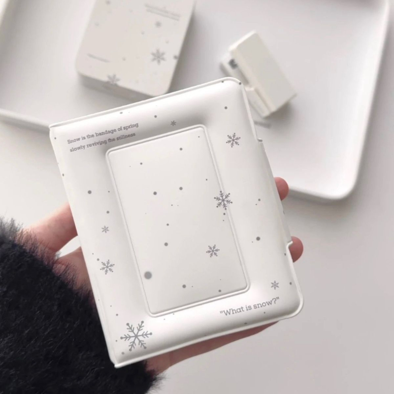 Port-card PU cu model fulg de zăpadă, grosime 3 inci, pentru carduri de idoli și album Polaroid