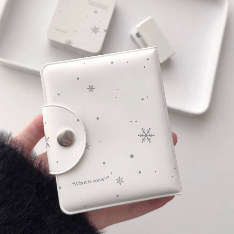 Port-card PU cu model fulg de zăpadă, grosime 3 inci, pentru carduri de idoli și album Polaroid