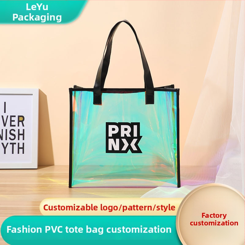 Geantă de mână din PVC cu logo personalizat, geantă transparentă TPU pentru cumpărături și ambalaj laser pentru cadouri