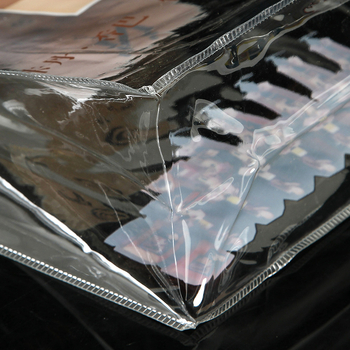 Geantă din PVC transparentă, pungă promoțională personalizată, pungă de cumpărături din plastic cu închizătoare cu capse, logo personalizat