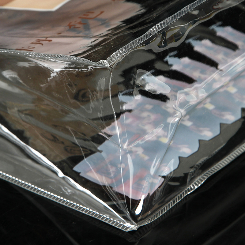 Geantă din PVC transparentă, pungă promoțională personalizată, pungă de cumpărături din plastic cu închizătoare cu capse, logo personalizat