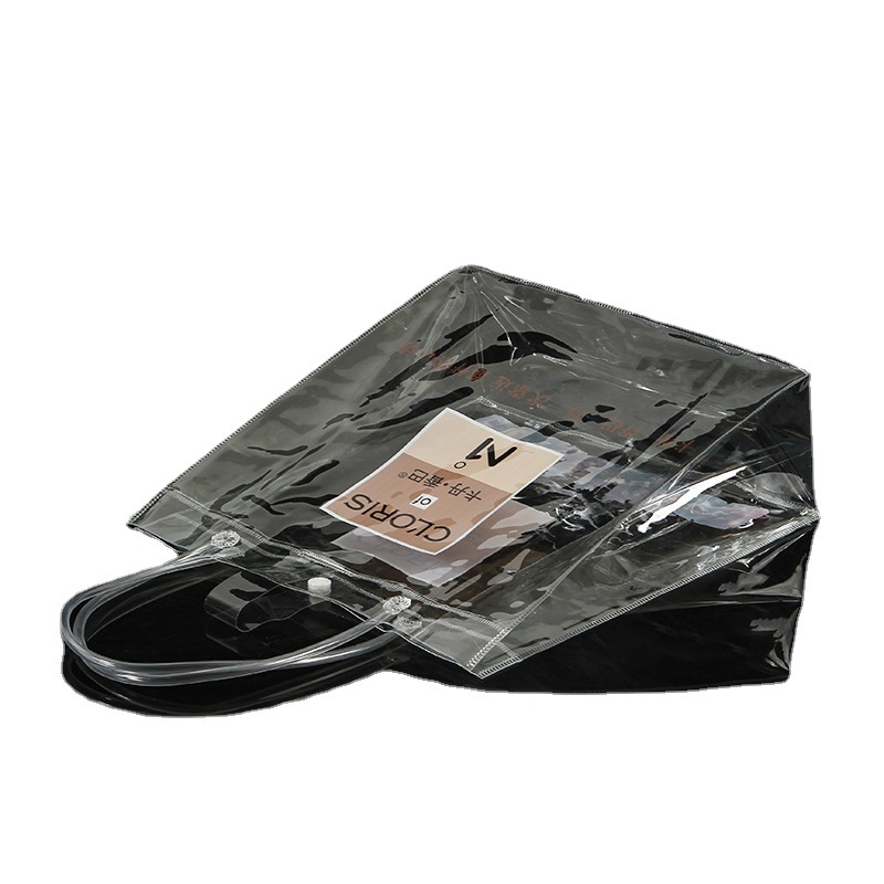 Geantă din PVC transparentă, pungă promoțională personalizată, pungă de cumpărături din plastic cu închizătoare cu capse, logo personalizat