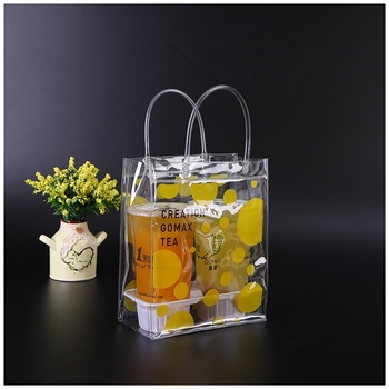 Geantă din PVC transparentă pentru sticlă de vin, set de două bucăți, ambalaj PP pentru cadouri, personalizabil