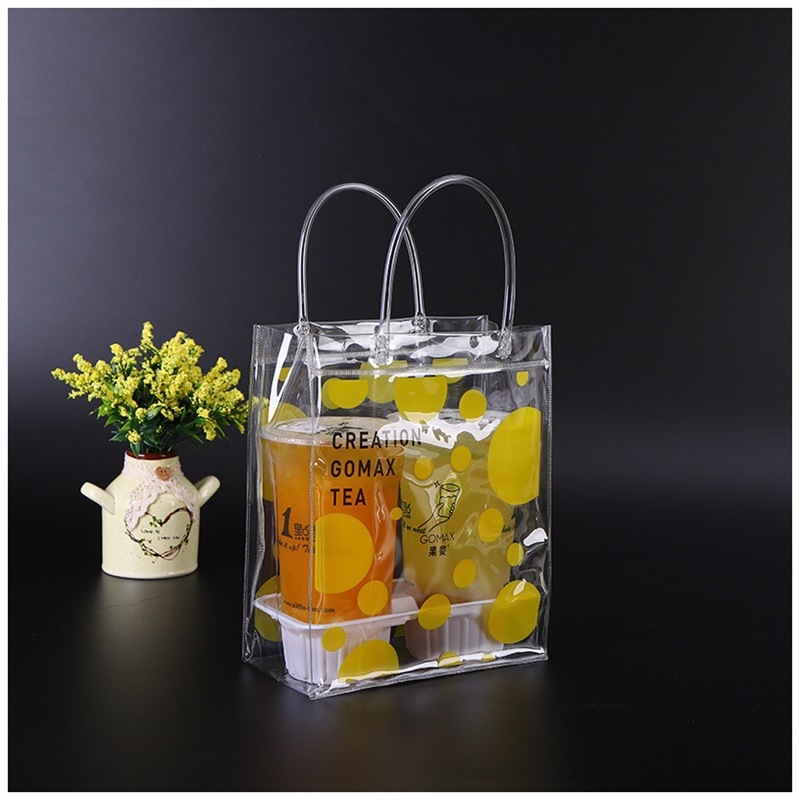Geantă din PVC transparentă pentru sticlă de vin, set de două bucăți, ambalaj PP pentru cadouri, personalizabil
