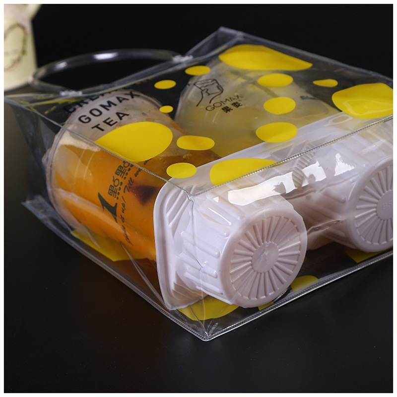 Geantă din PVC transparentă pentru sticlă de vin, set de două bucăți, ambalaj PP pentru cadouri, personalizabil