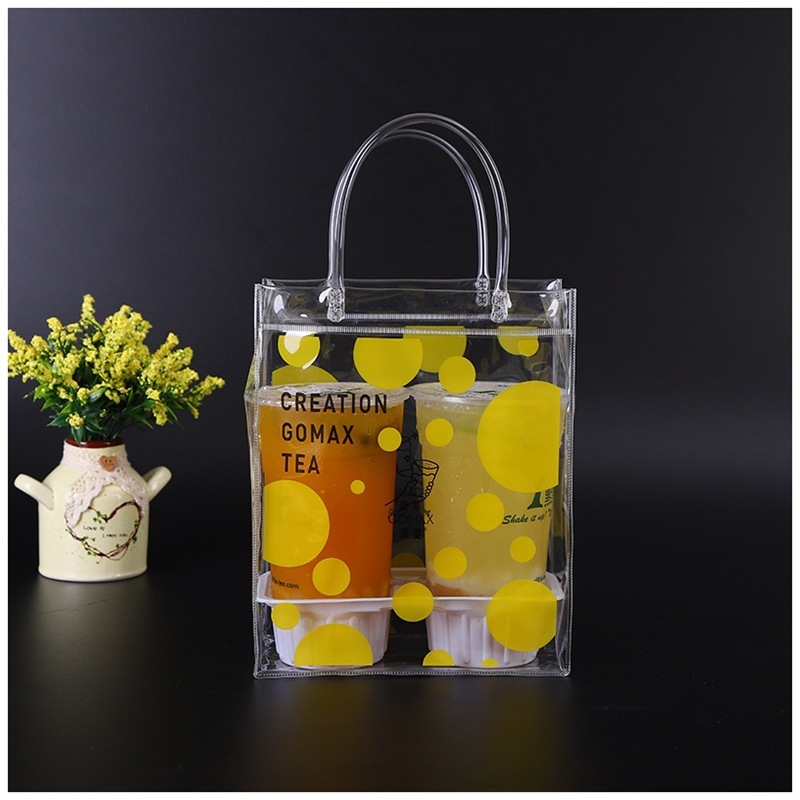 Geantă din PVC transparentă pentru sticlă de vin, set de două bucăți, ambalaj PP pentru cadouri, personalizabil