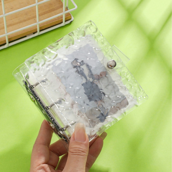 A8 album de carduri cu textură valuri, închidere cu cataramă, album transparent cu o singură coloană, album foto cu foi detașabile pentru idoli
