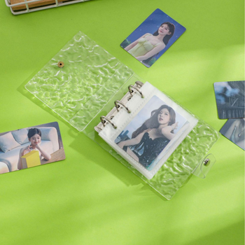 A8 album de carduri cu textură valuri, închidere cu cataramă, album transparent cu o singură coloană, album foto cu foi detașabile pentru idoli