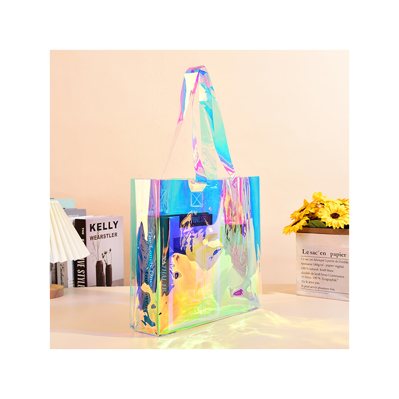 Geantă tote transparentă din PVC cu logo personalizat – capacitate mare pentru haine și cumpărături
