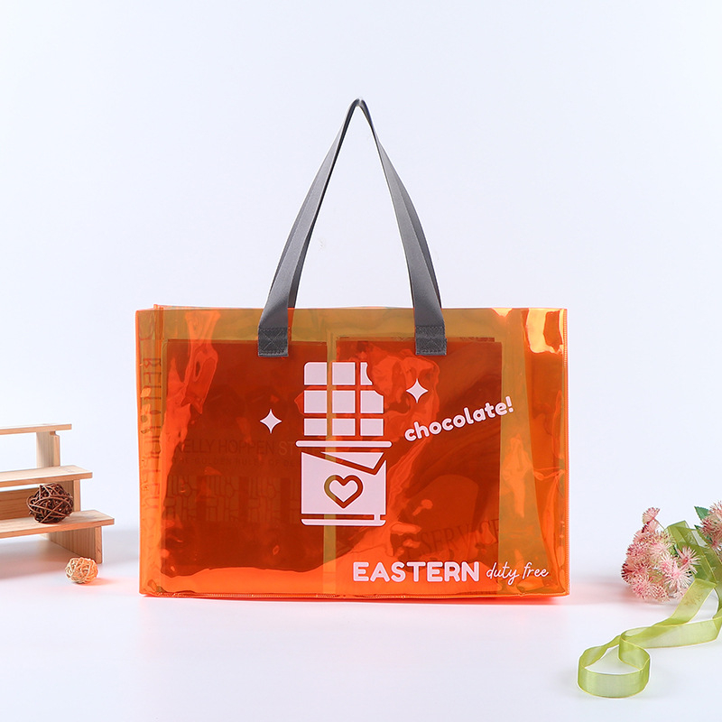 Geantă de mână din PVC personalizată, gravură cu laser, design holografic curcubeu; posibilitate imprimare logo; geantă TPU cadou