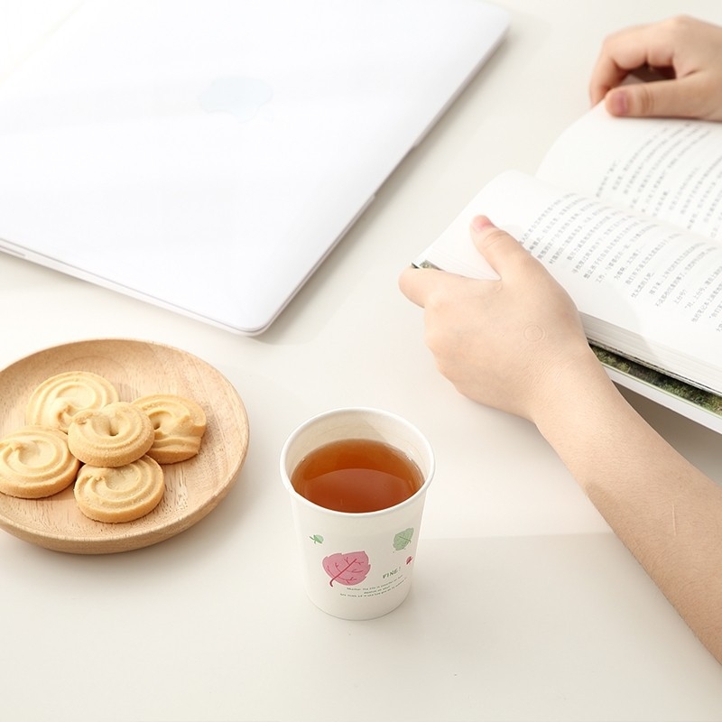 50 pahare de hârtie rezistente la temperaturi înalte pentru ceai și milk tea, fără scurgeri, groase, 201-300 ml