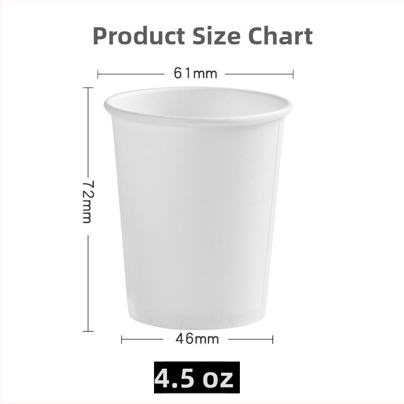 Pahar de unică folosință din hârtie, 4,5 oz (150 ml), alb, pentru uz casnic și comercial, cu logo imprimat