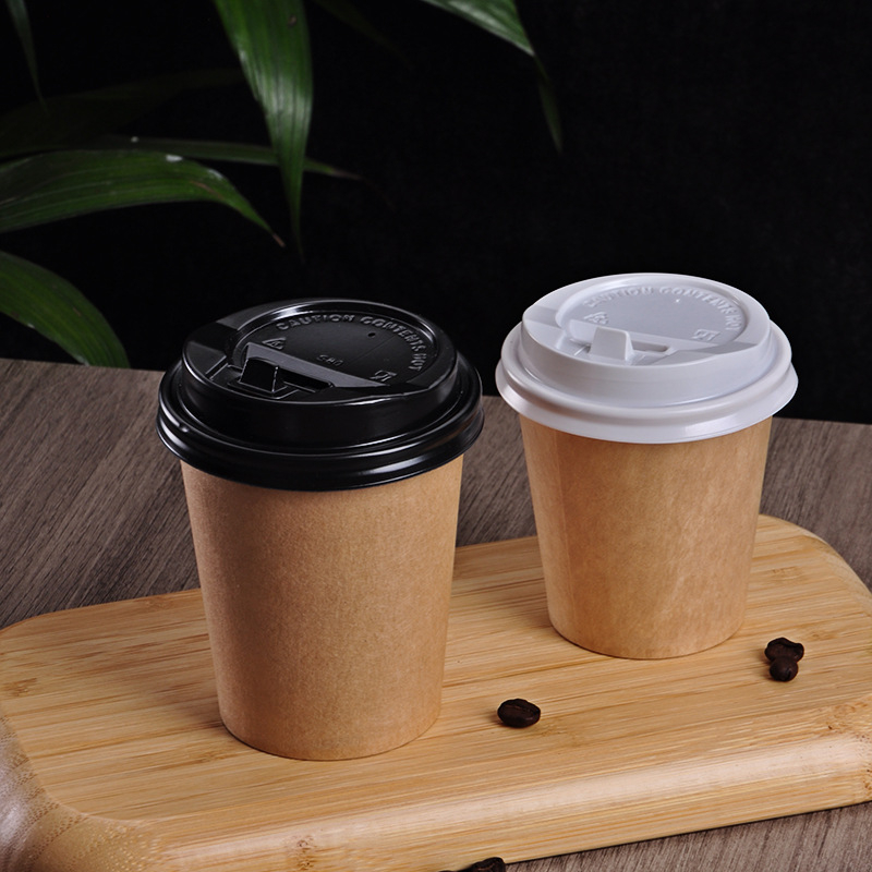 Pahar de unică folosință din hârtie, pereți dubli, kraft, pentru cafea și apă, cu siglă și capac