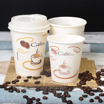 Ceașcă de cafea din hârtie, de unică folosință, cu acoperire, 201–300 ml, pentru băuturi calde, compatibilă cu microundele