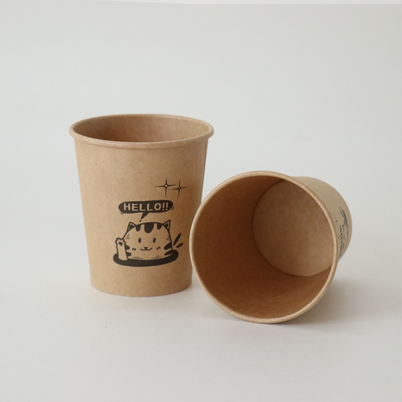 Pahare de hârtie kraft, unice folosință, pachet 50 buc., 220 ml, groase, culoare naturală, pentru uz casnic, comercial și de birou, pentru cafea și băuturi