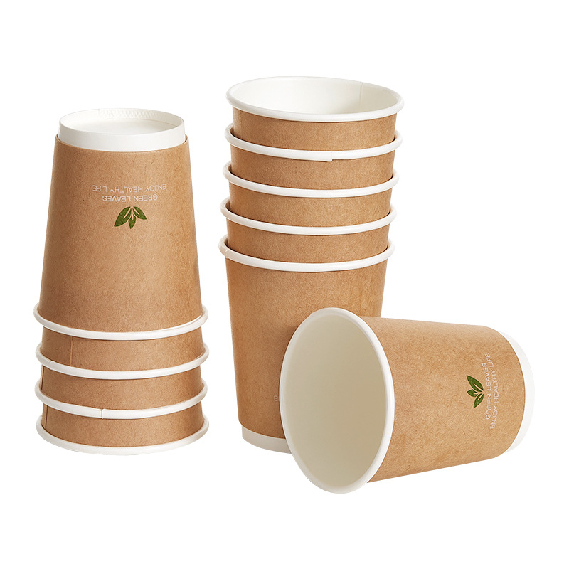 Qixin LC-301 280ml Pahar de unică folosință cu strat exterior din hârtie kraft, dublu strat pentru recepția VIP