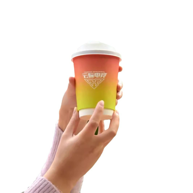Pahar de hârtie de unică folosință, 10 oz, cu pereți dubli pentru izolarea căldurii, pentru ceai, ceai cu lapte și cafea, cu logo personalizat