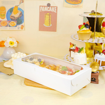 Cutie dreptunghiulară transparentă pentru prăjituri, cu fereastră, potrivită pentru biscuiți, deserturi basce și macarons