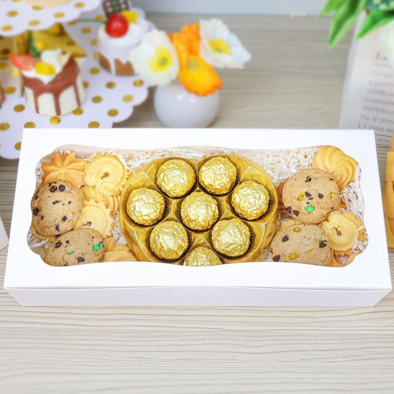 Cutie dreptunghiulară transparentă pentru prăjituri, cu fereastră, potrivită pentru biscuiți, deserturi basce și macarons