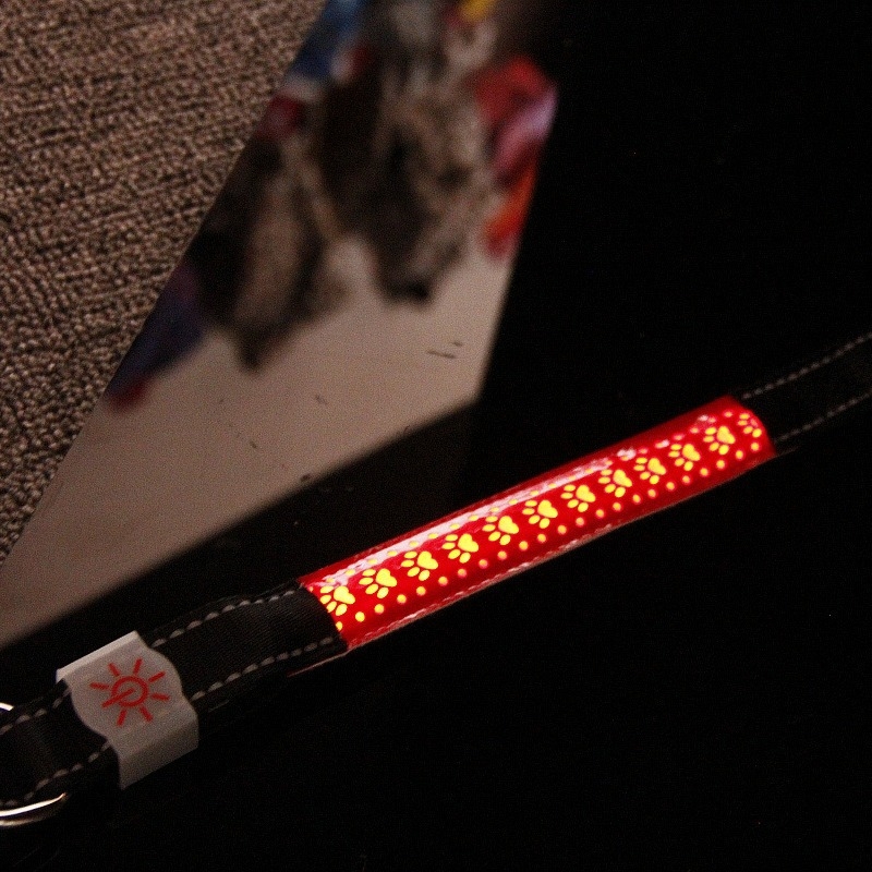 LED svijetleći ovratnik za pse s graviranim uzorkom od PU kože, punjiv, višebojni