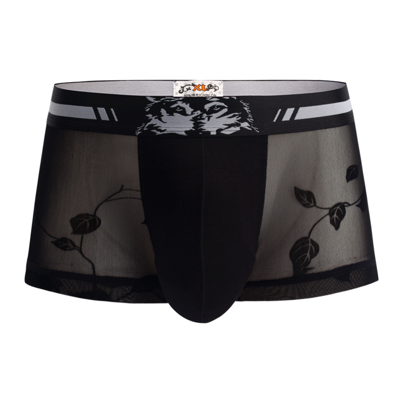 Seksi mrežaste muške boxerice s ružnim cvjetnim uzorkom, ultra-tanke, prozračne, boxer briefs