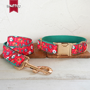 MUTTCO Božićni kaiš za psa i set povodaca, poliester, zlatna kopča, UDC-221J