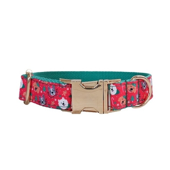 MUTTCO Božićni kaiš za psa i set povodaca, poliester, zlatna kopča, UDC-221J