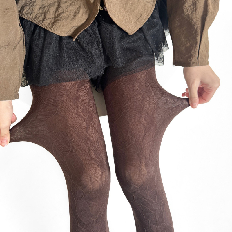 Francuski stil jacquard čarape s 3D reljefom ruža i kamelija, tanke prozirne, vintage stil
