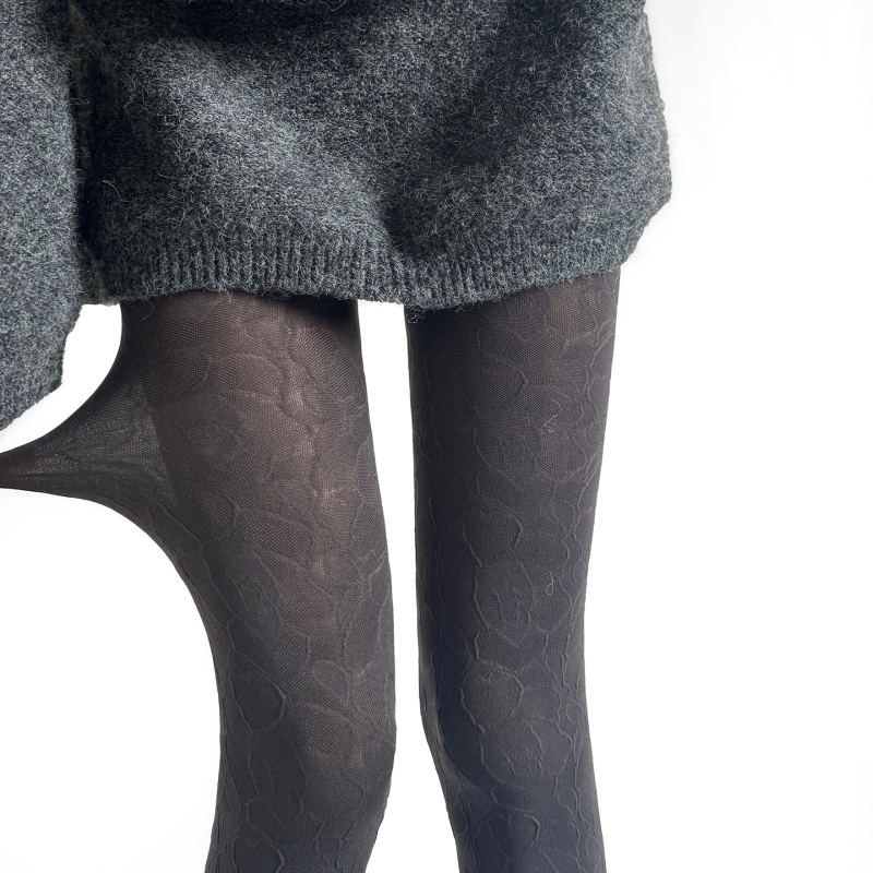 Francuski stil jacquard čarape s 3D reljefom ruža i kamelija, tanke prozirne, vintage stil