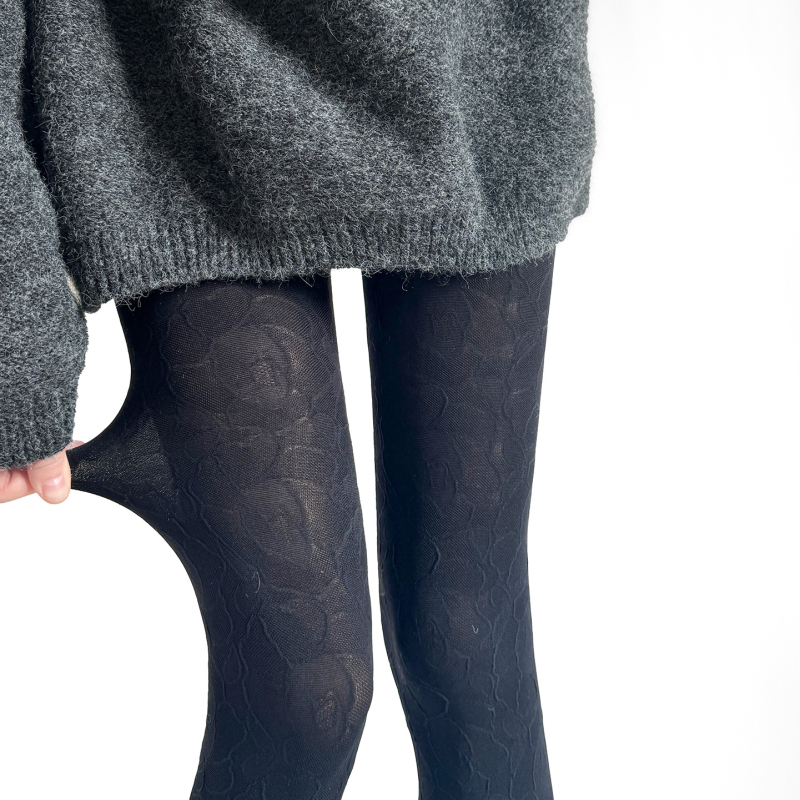 Francuski stil jacquard čarape s 3D reljefom ruža i kamelija, tanke prozirne, vintage stil