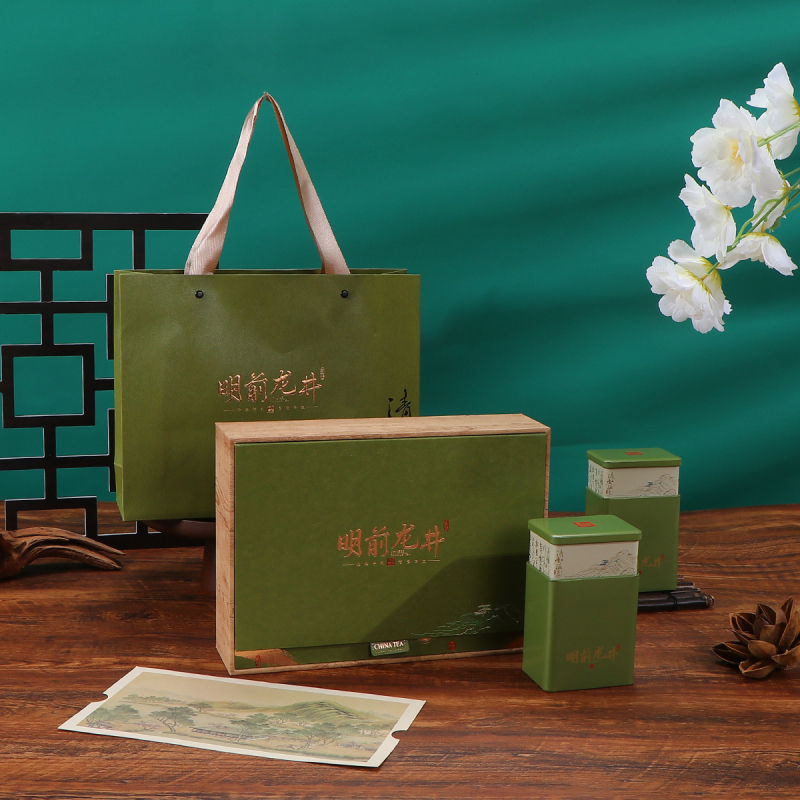 Nouă cutie de ambalare ceai Mingqian Longjing, cutie cadou goală; cutie cadou ceai verde Tieguanyin, cutie goală.