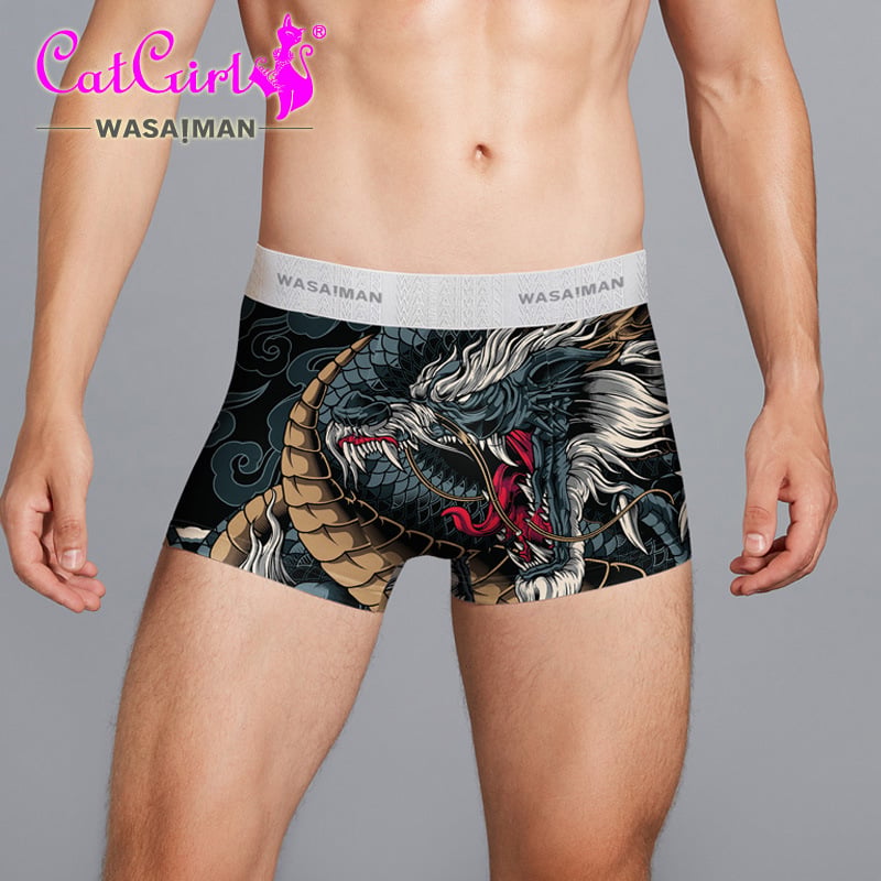 Férfi piros Ice Silk anyagú középmagas derekú boxer brief, légáteresztő, a születési évre