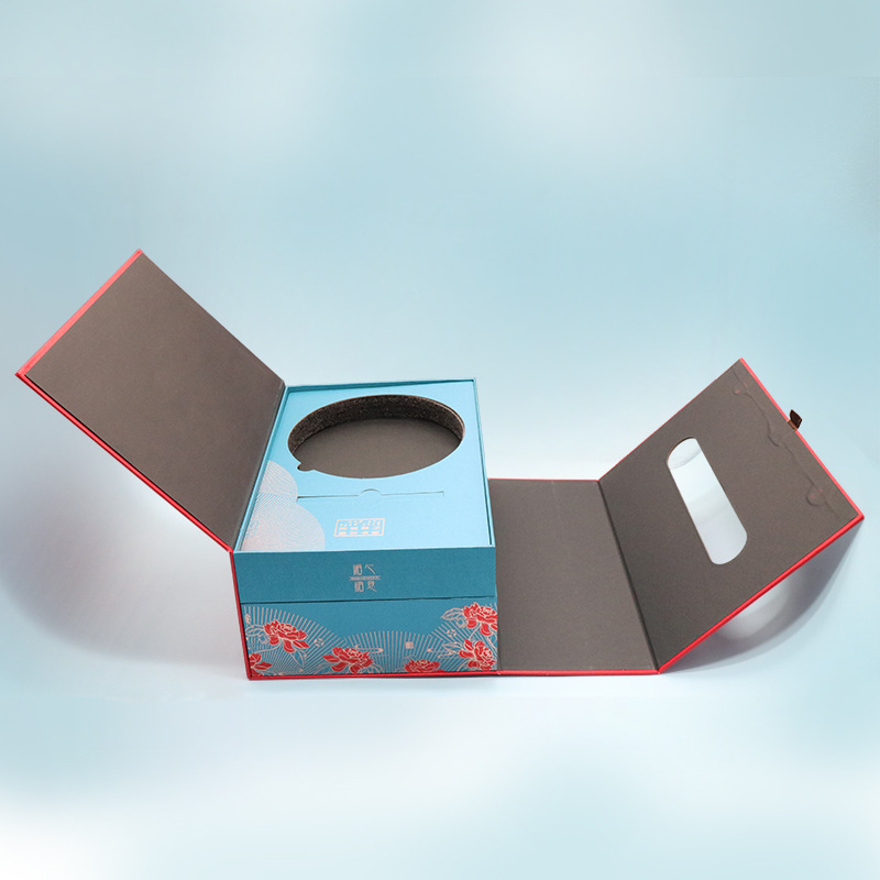 Cutie cadou premium din carton rigid pentru vin roșu și ceai, cutie goală, furseuri de ceai, ambalaj de Anul Nou, cutie de cadou cu mâner, personalizabil