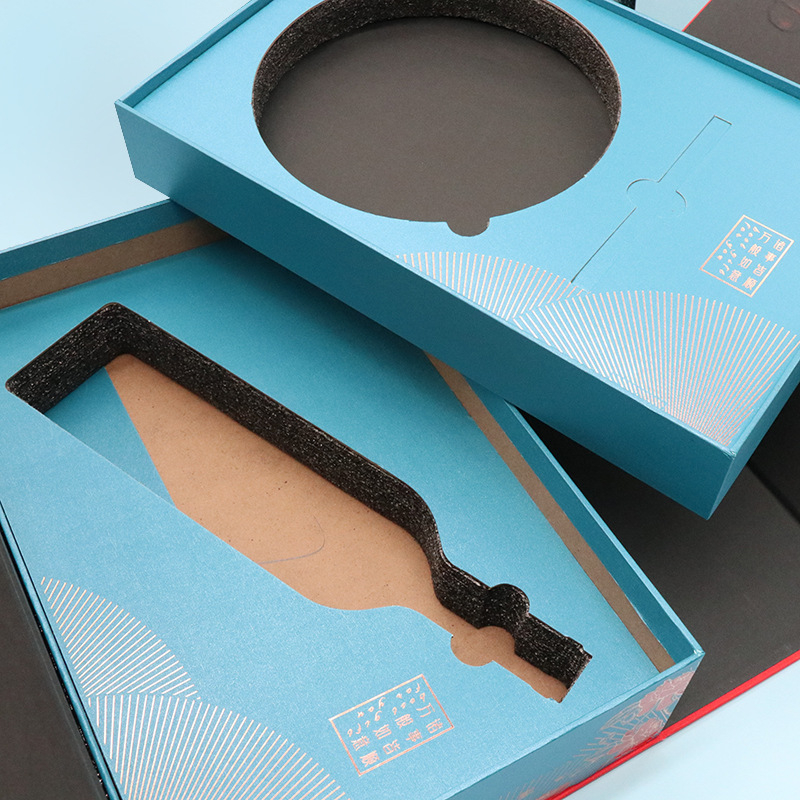 Cutie cadou premium din carton rigid pentru vin roșu și ceai, cutie goală, furseuri de ceai, ambalaj de Anul Nou, cutie de cadou cu mâner, personalizabil