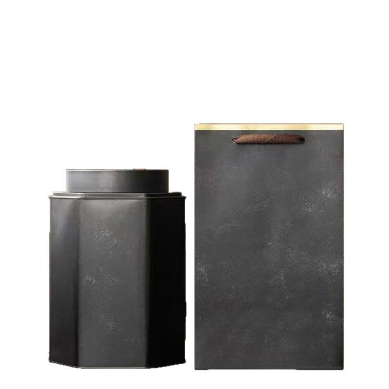 Set de recipiente metalice hexagonale pentru ceai, finisaj mat, stil retro