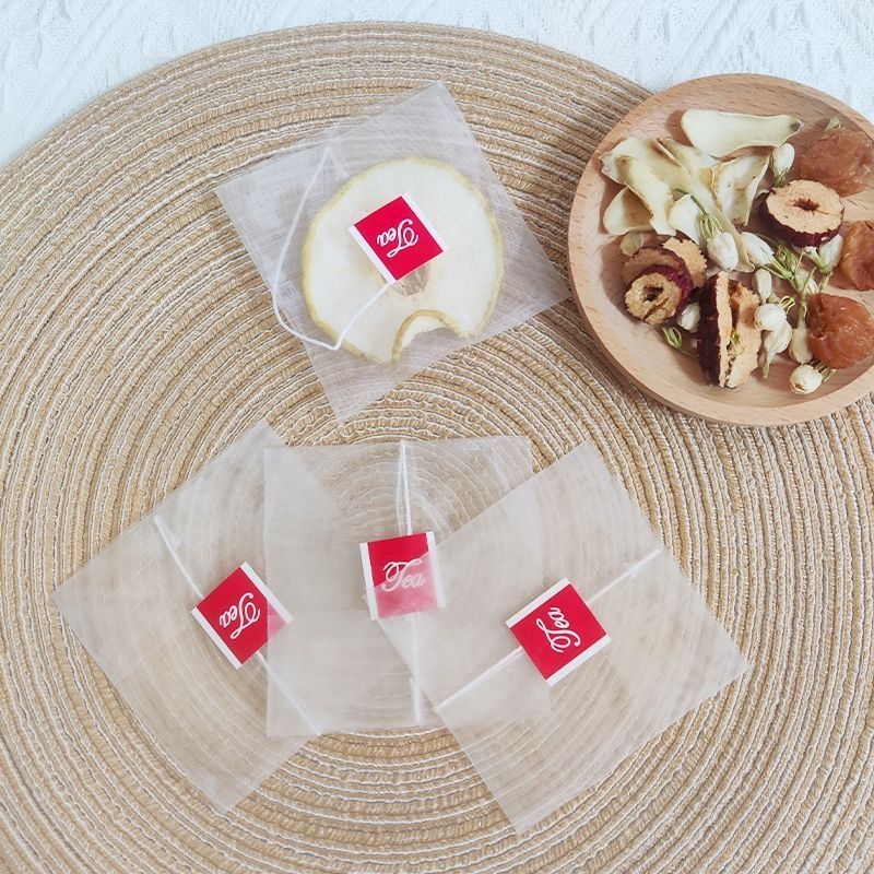 Pungă de ceai din nylon alimentar cu etichetă, pliabilă, de unică folosință, pentru infuzie de ceai și ceai de flori, filtru pentru frunze de ceai