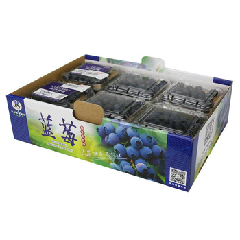 Cutie pentru afine cu imprimare color, capac cu două părți, cutie din carton ondulat pentru fructe