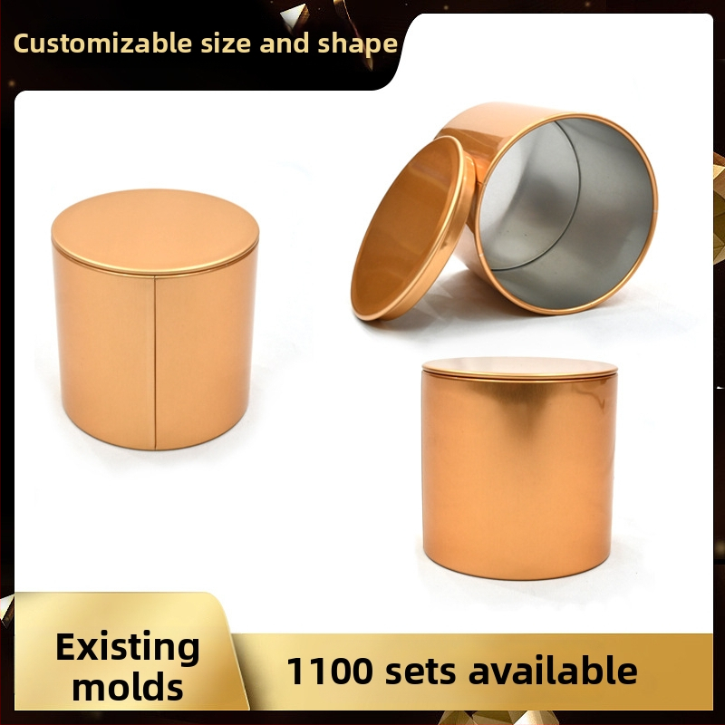 Cutie rotundă din aluminiu, cutie metalică pentru ceai, cutie sigilată pentru lumânări, recipient universal de depozitare