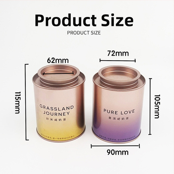 Cutie metalică personalizată pentru ceai praf și frunze de ceai, rotundă 90×72×105 mm, cadou